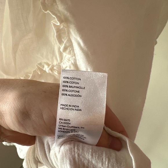 Anthropologie White Puff Sleeve Ruched Blouse - Picture 10 of 13